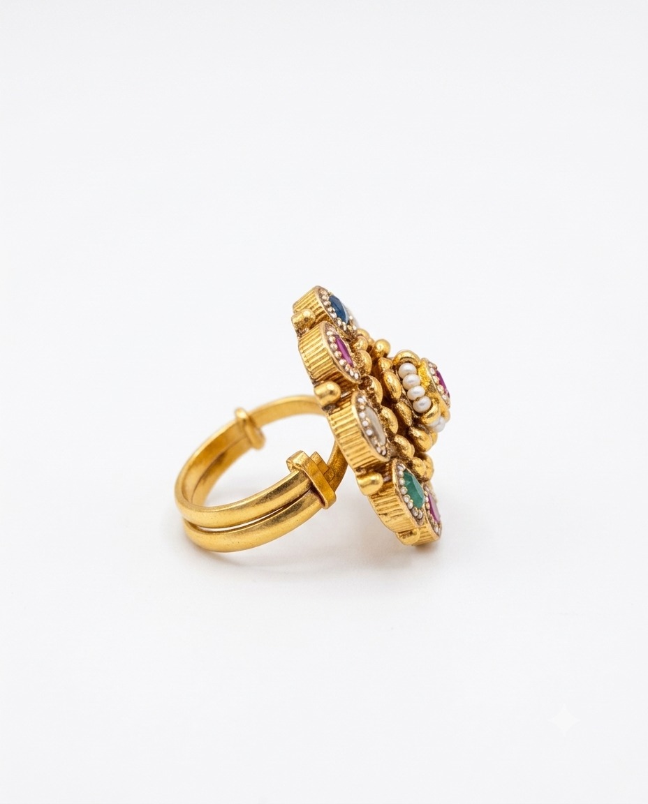 MULTICOLOR FLORAL GEMSTONE RING