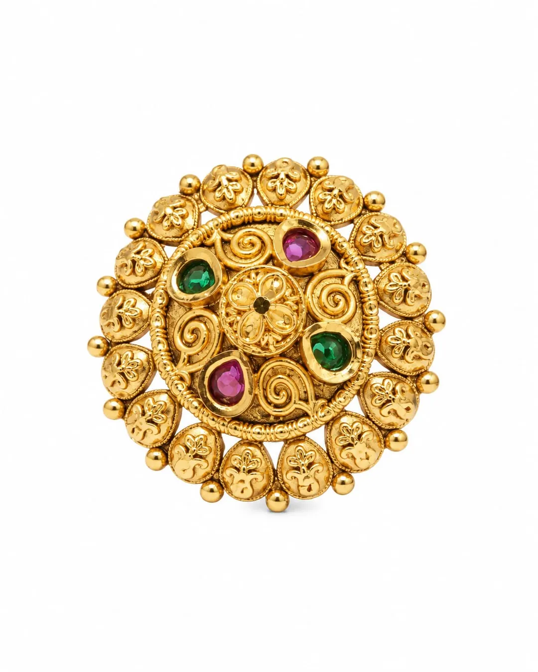 ROYAL HERITAGE EMERALD & RUBY FLORAL RING