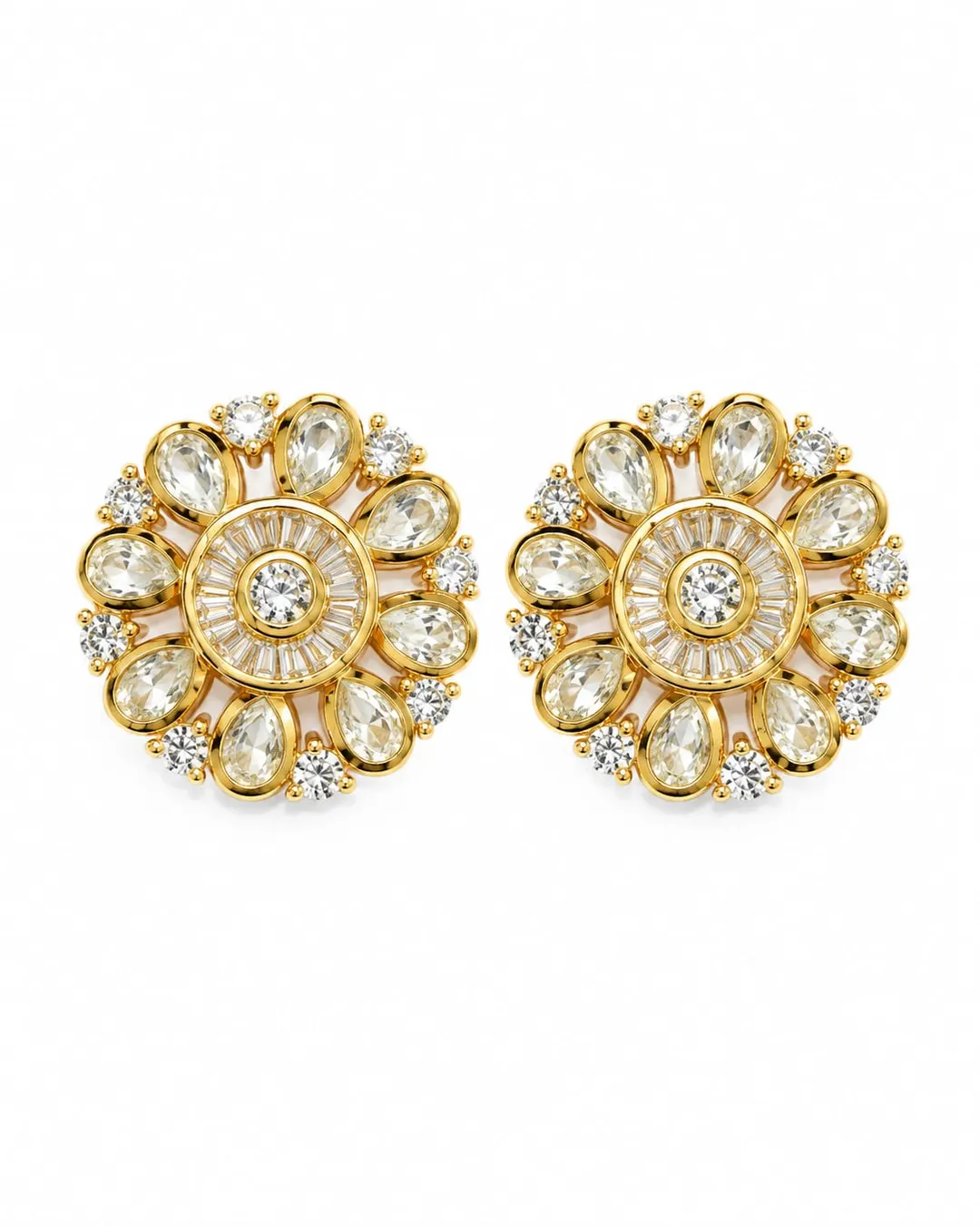 FLORAL RADIANCE GOLD STUD EARRING