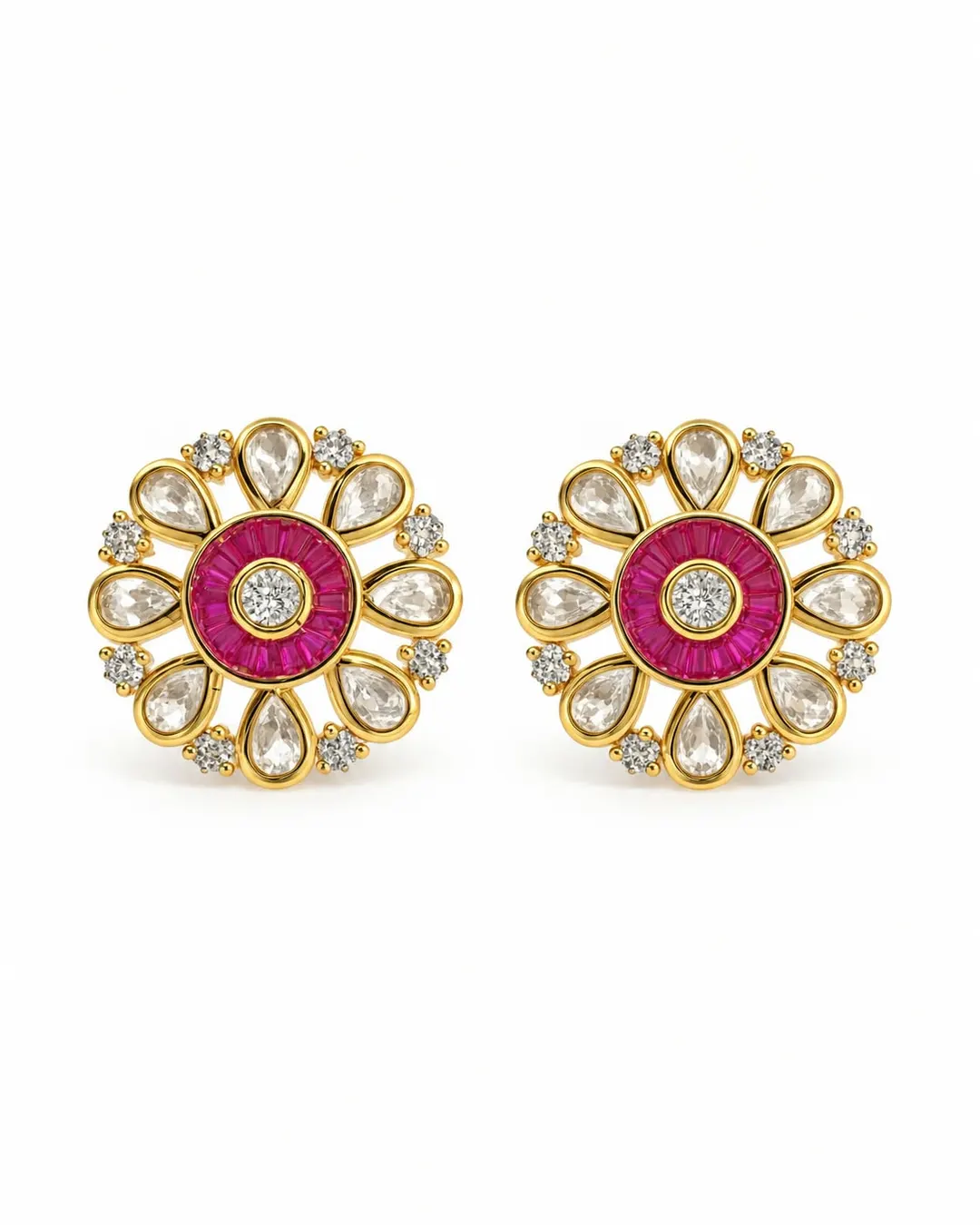 GULAB RUBY KUNDAN STUDS