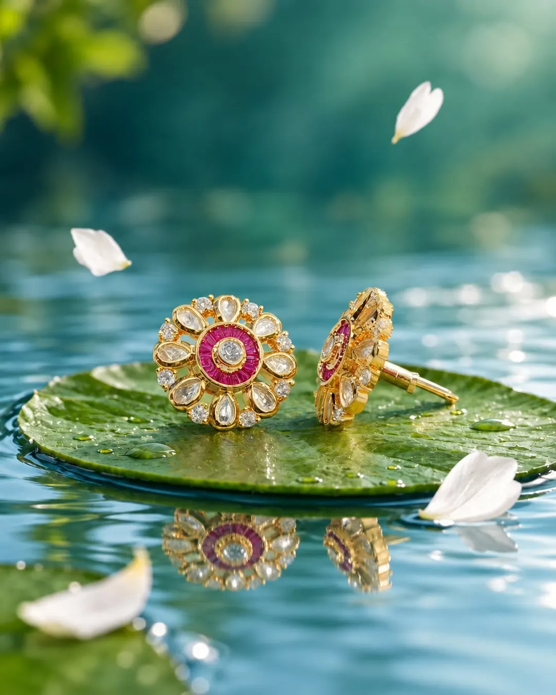 GULAB RUBY KUNDAN STUDS