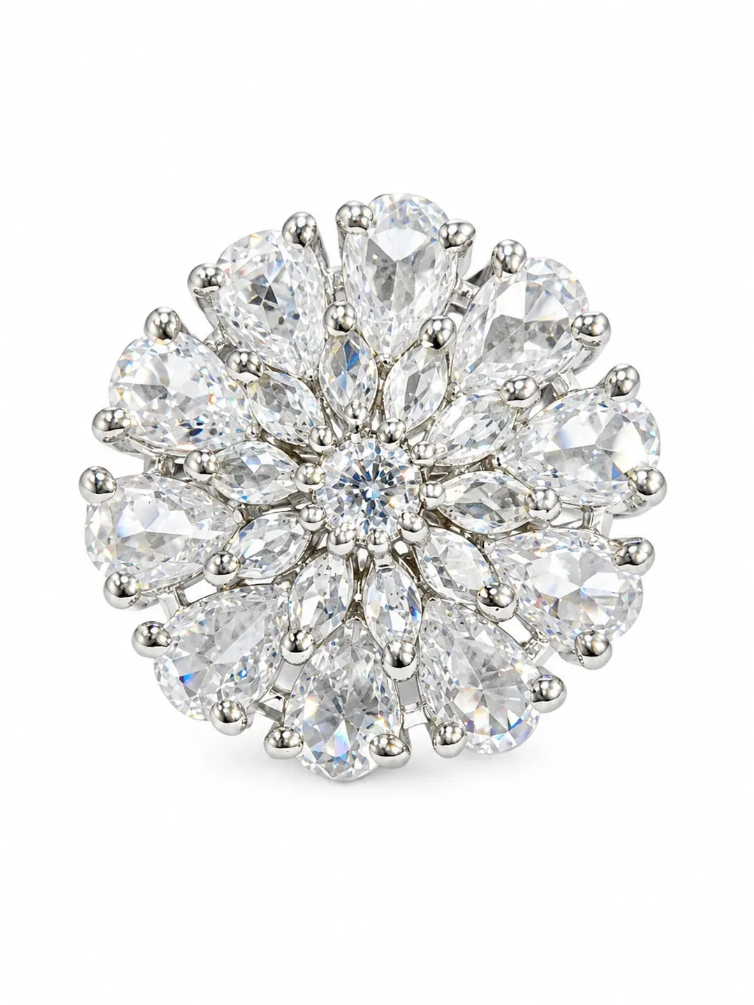 CRYSTAL BLOOM FLORAL RING.