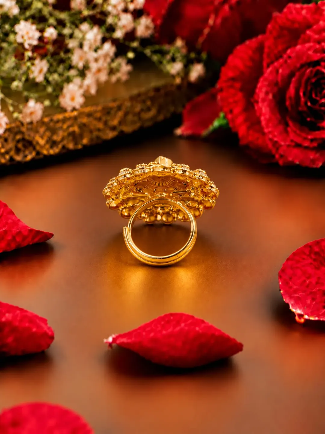 ANTIQUE RUBY KUNDAN BLOOM RING