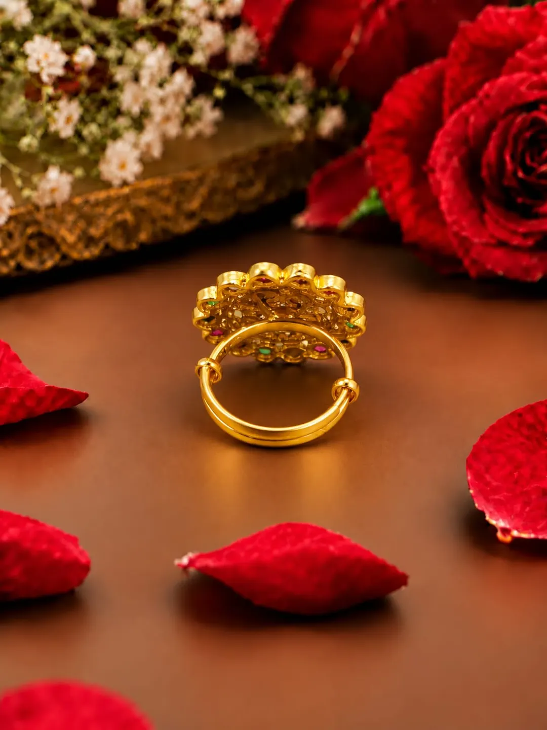RAJWADA PEACOCK KUNDAN RING