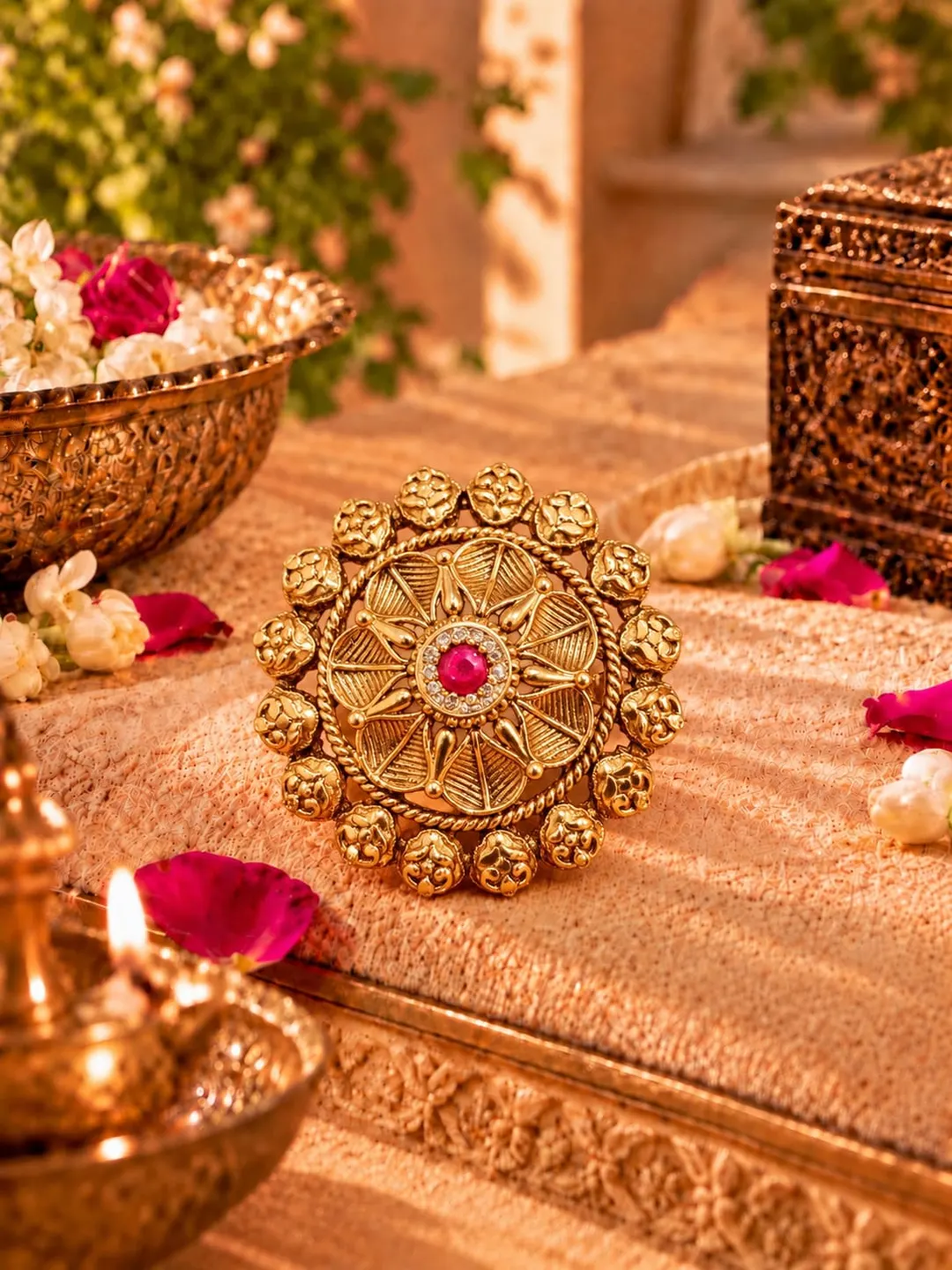 HERITAGE RUBY LOTUS BROOCH RING