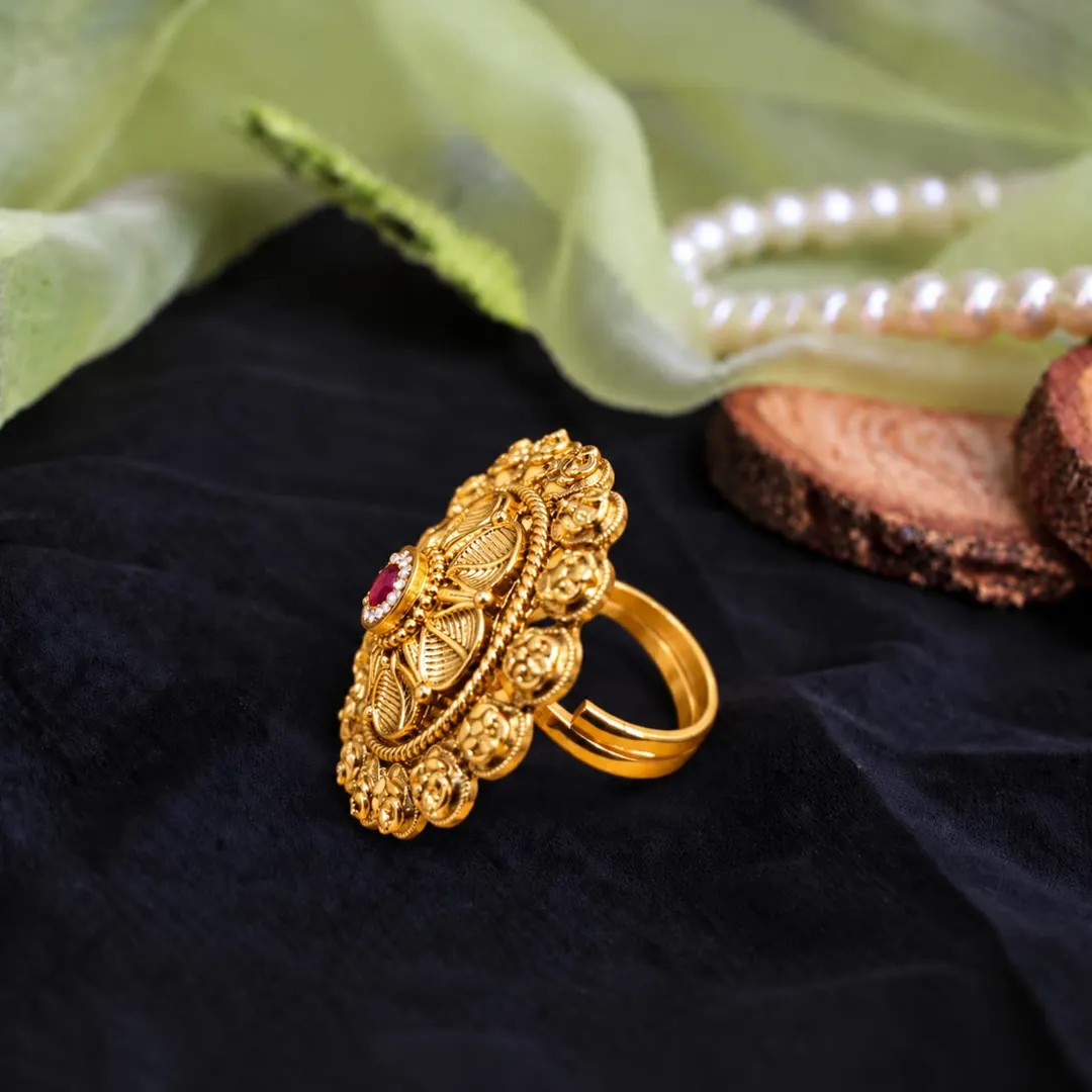 HERITAGE RUBY LOTUS BROOCH RING