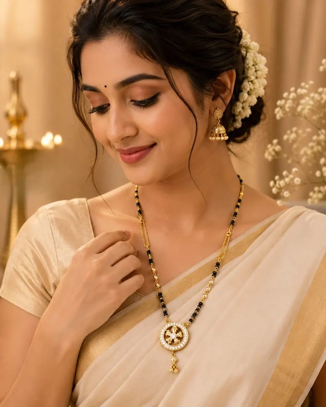 ROYAL BLACK BEAD GOLD PENDANT MANGALSUTRA