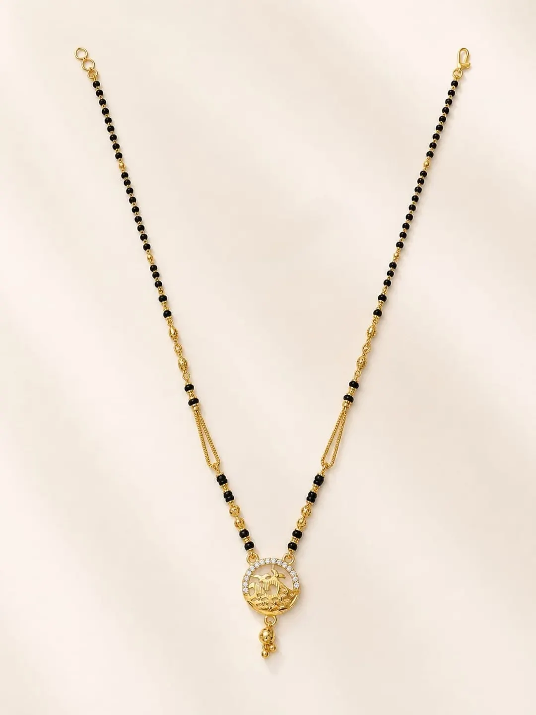 ELEGANT DEER MOTIF BLACK BEAD MANGALSUTRA