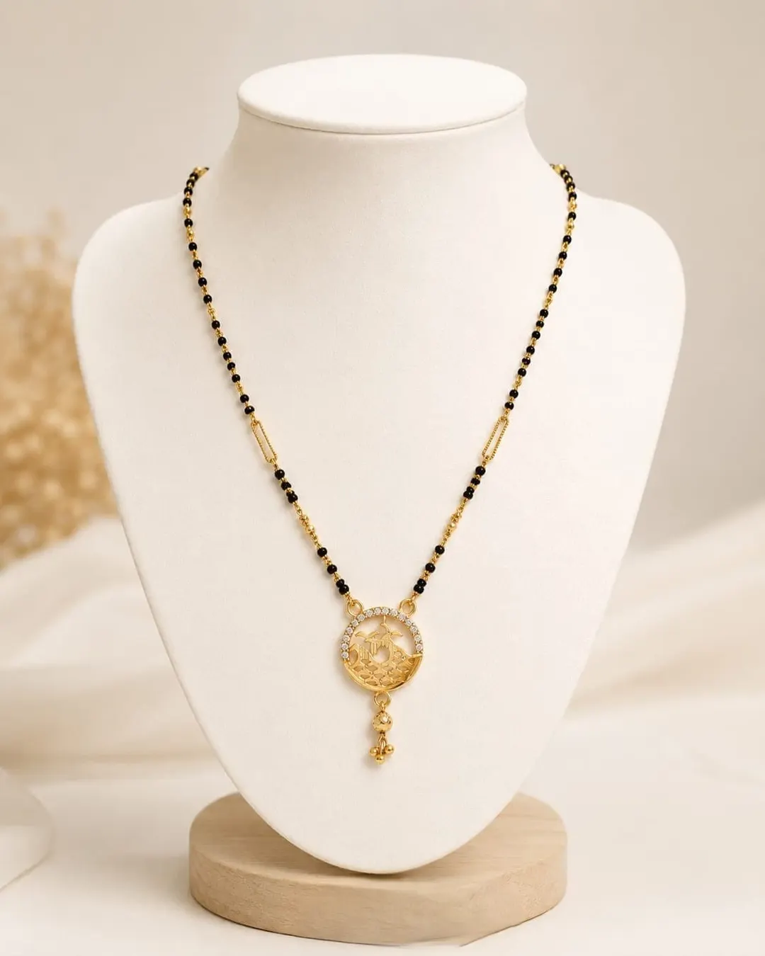ELEGANT DEER MOTIF BLACK BEAD MANGALSUTRA