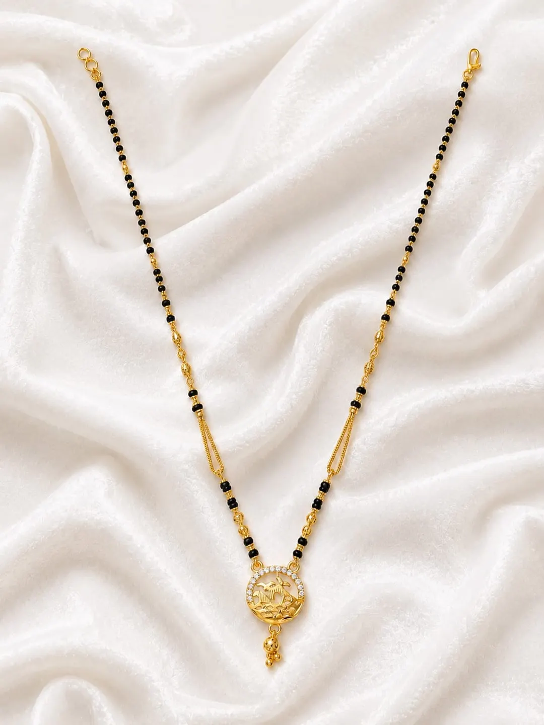 ELEGANT DEER MOTIF BLACK BEAD MANGALSUTRA