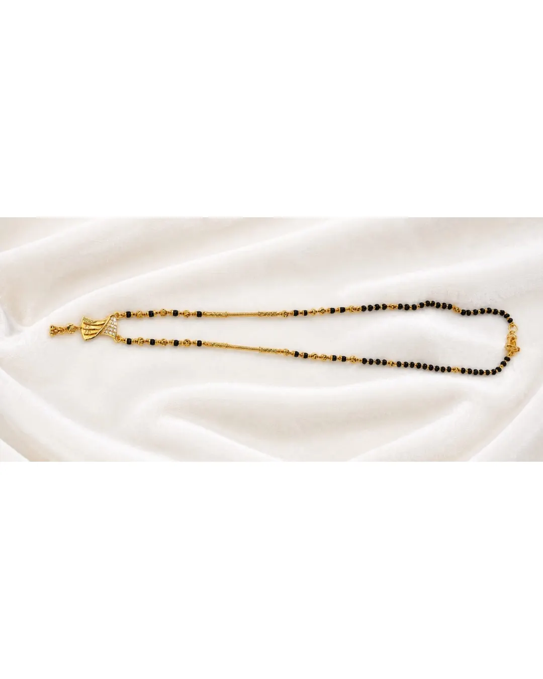 TRADITIONAL BLACK BEADS GOLD-TONE CHAIN MANGALSUTRA 