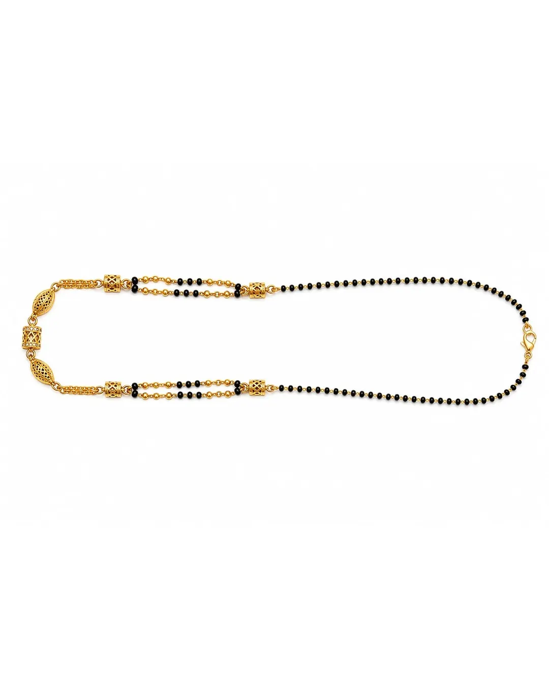 TRADITIONAL GOLD-PLATED DOUBLE-LAYER BLACK BEADED MANGALSUTRA NECKLACE