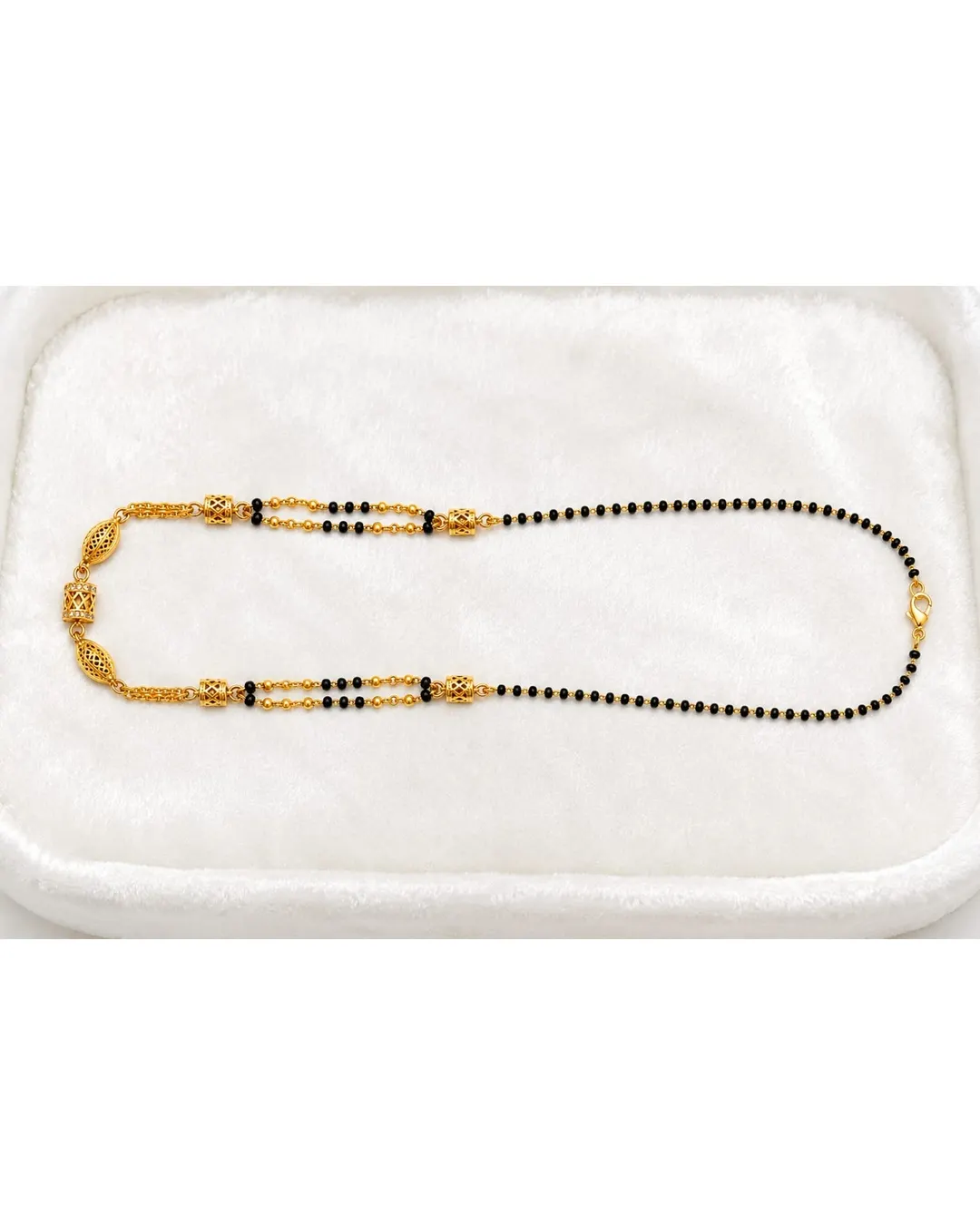 TRADITIONAL GOLD-PLATED DOUBLE-LAYER BLACK BEADED MANGALSUTRA NECKLACE