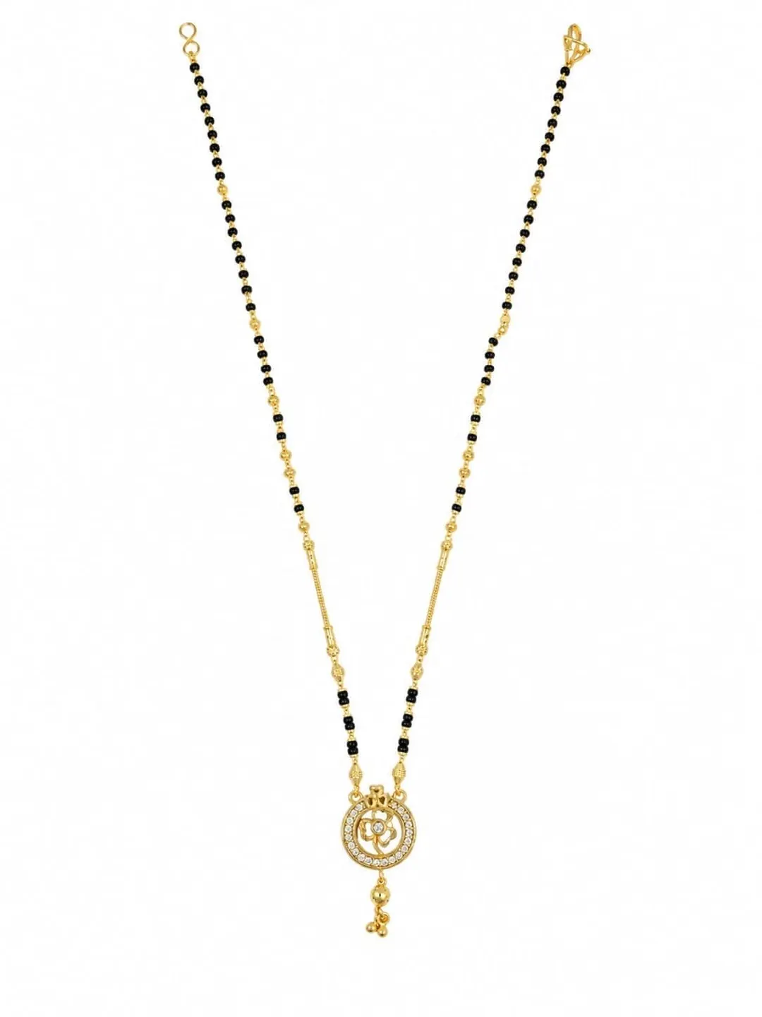 ELEGANT GOLD-TONE BLACK BEADED MANGALSUTRA