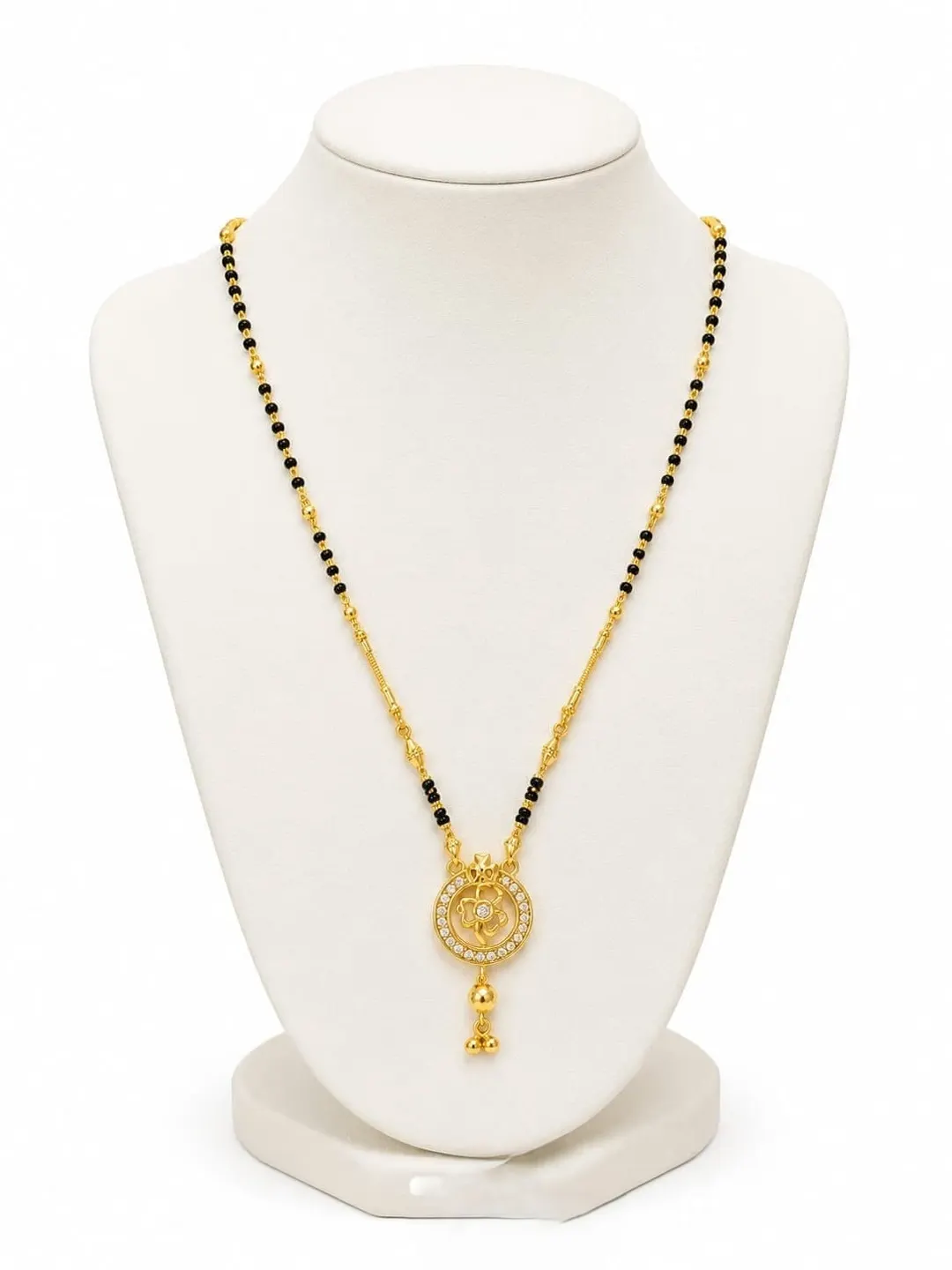 ELEGANT GOLD-TONE BLACK BEADED MANGALSUTRA