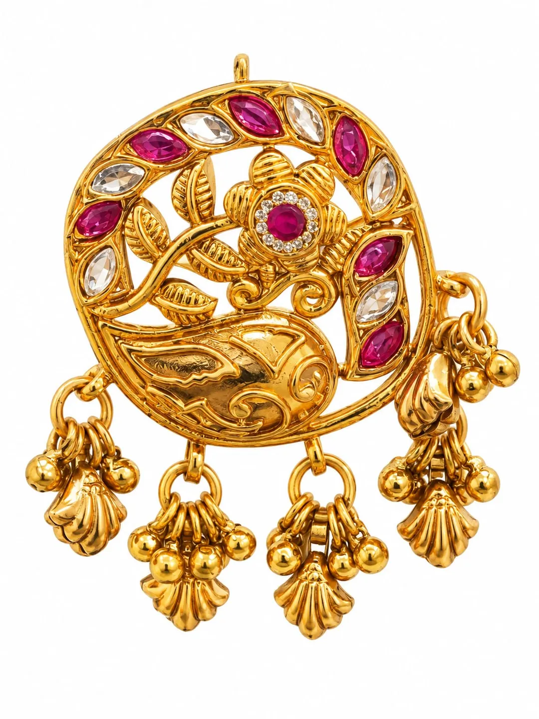 KUNDAN & RUBY FLORAL PEONY RING.