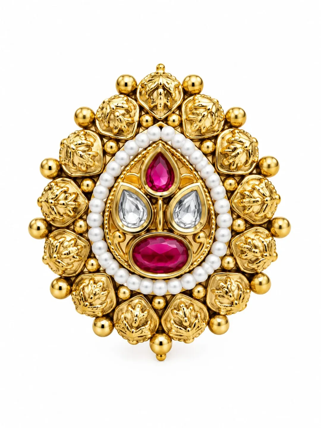 SWARNA LOTUS MOTIF GEMSTONE RING.
