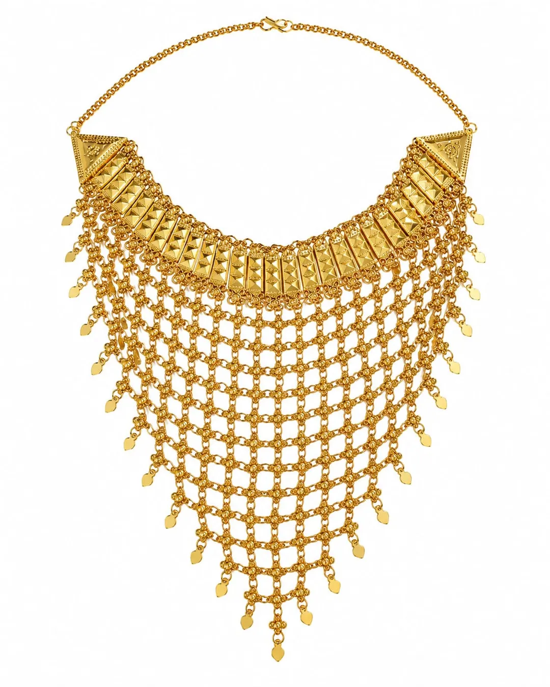 GOLD-TONE FLORAL MESH BRIDAL NECKLACE