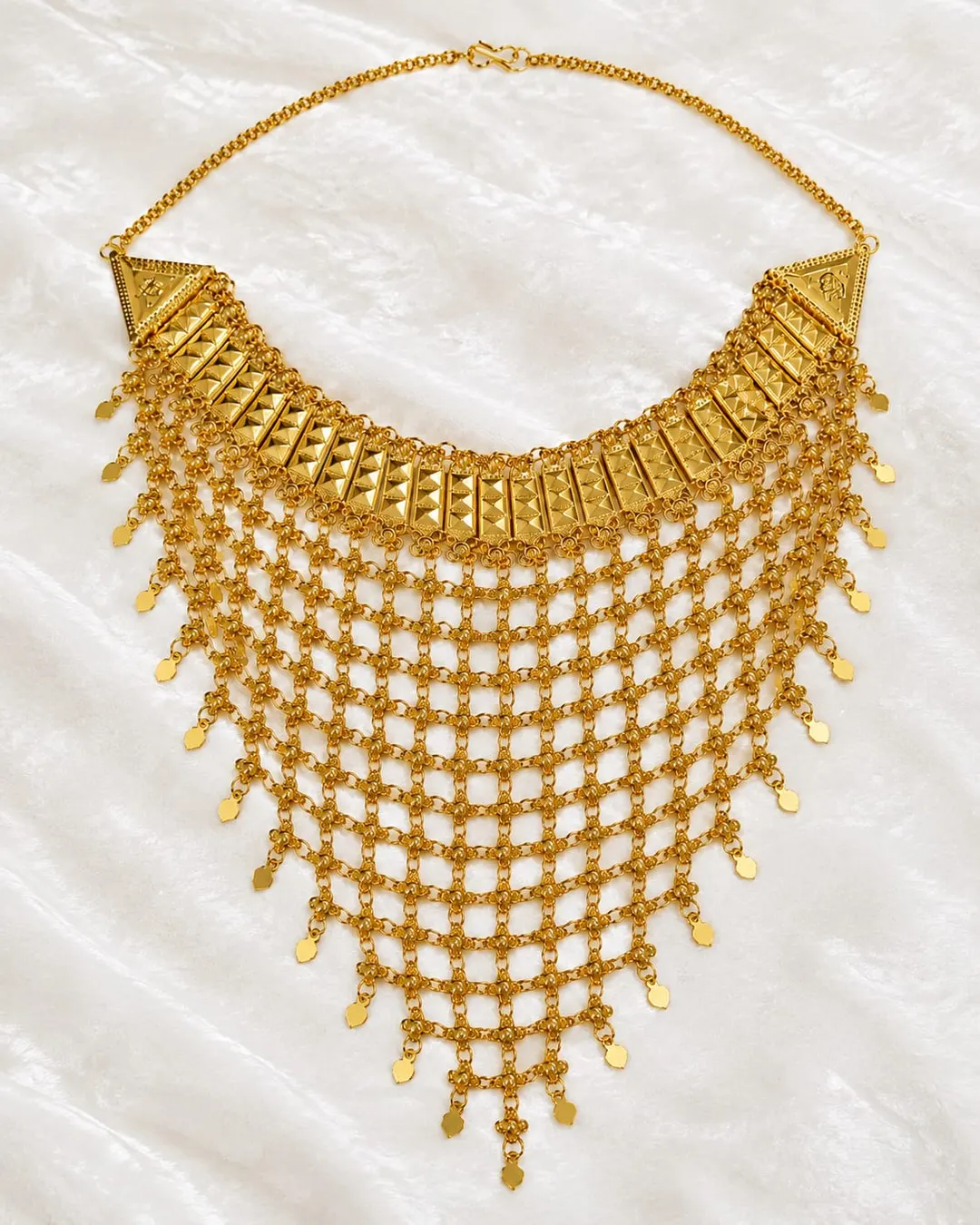 GOLD-TONE FLORAL MESH BRIDAL NECKLACE