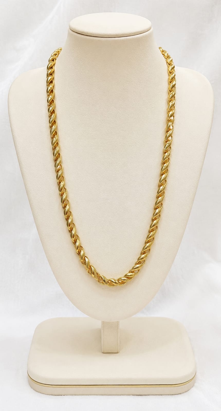 ELEGANT GOLD TONE TWISTED ROPE CHAIN NECKLACE MEN