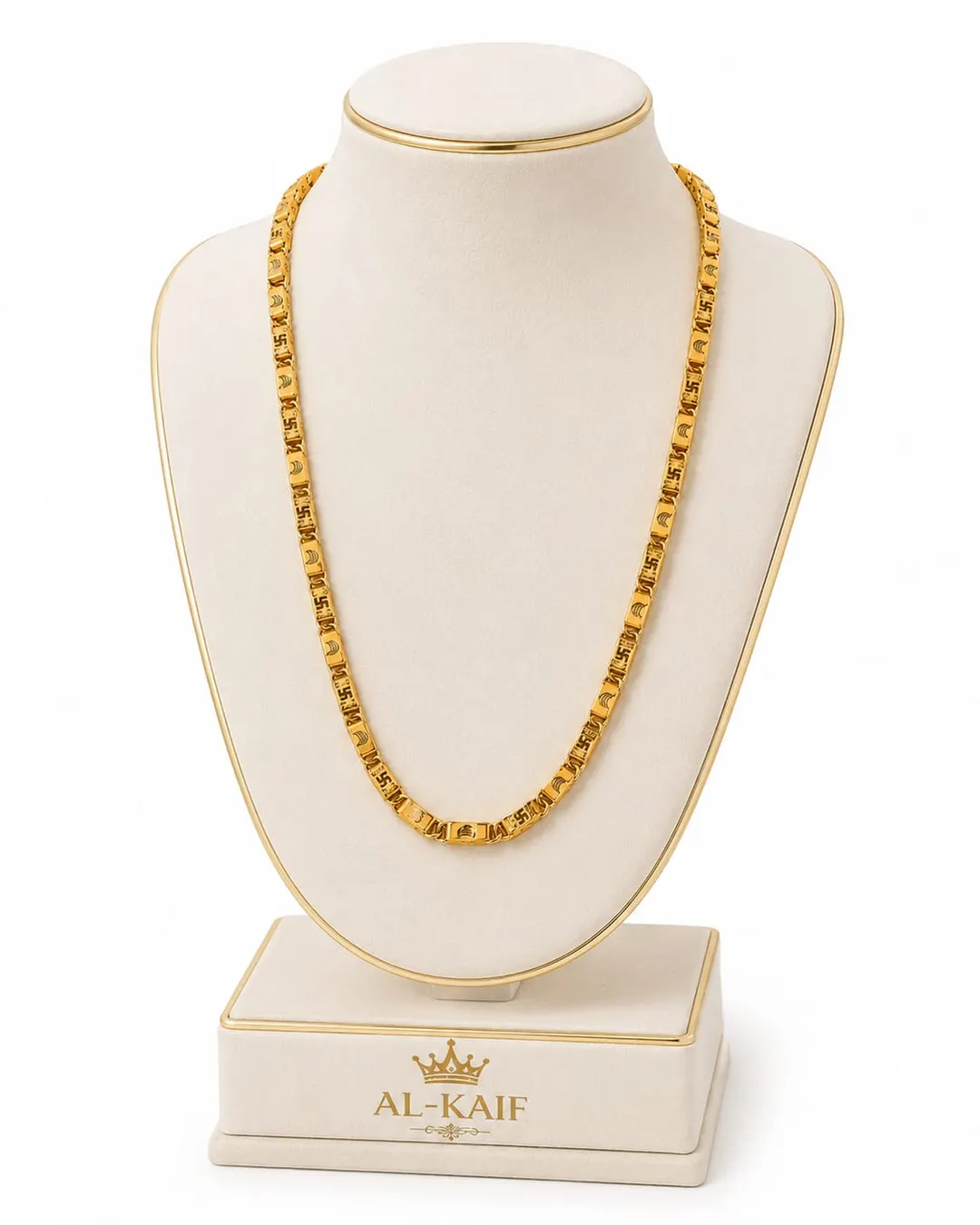 GOLD-TONE SWASTIK DESIGN RECTANGULAR LINK CHAIN MEN