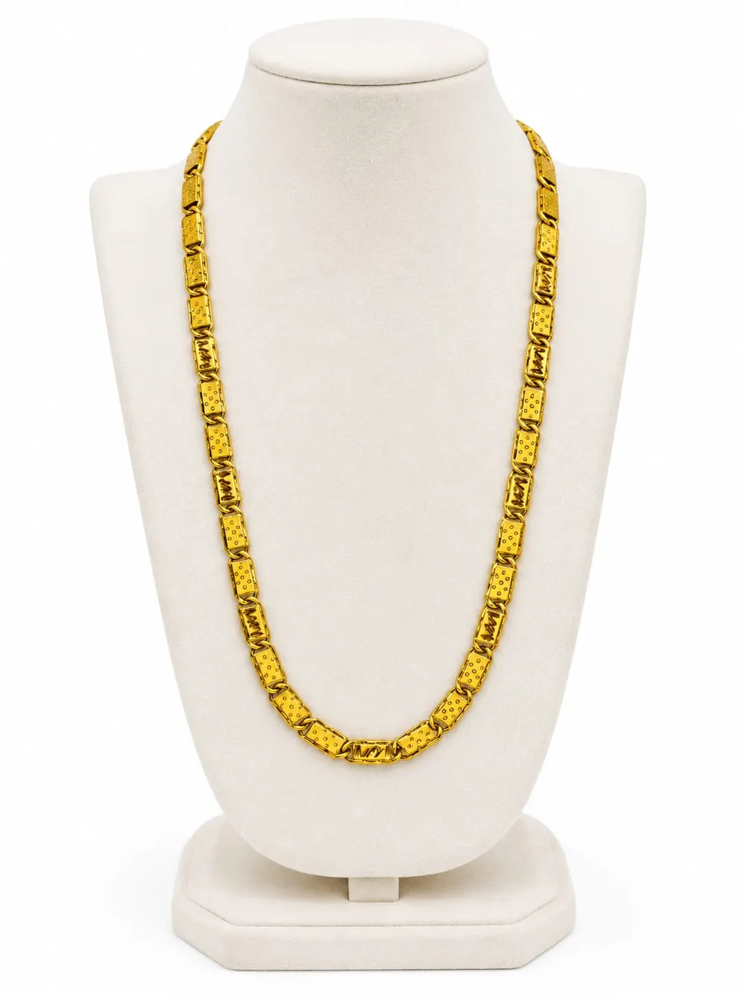 ROYAL GOLD-TONE DESIGNER RECTANGULAR LINK CHAIN MEN