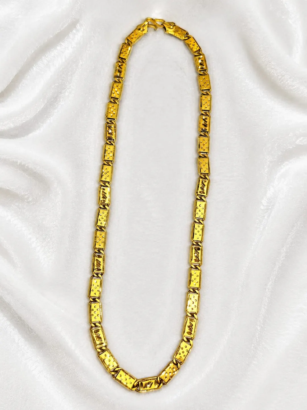 ROYAL GOLD-TONE DESIGNER RECTANGULAR LINK CHAIN MEN