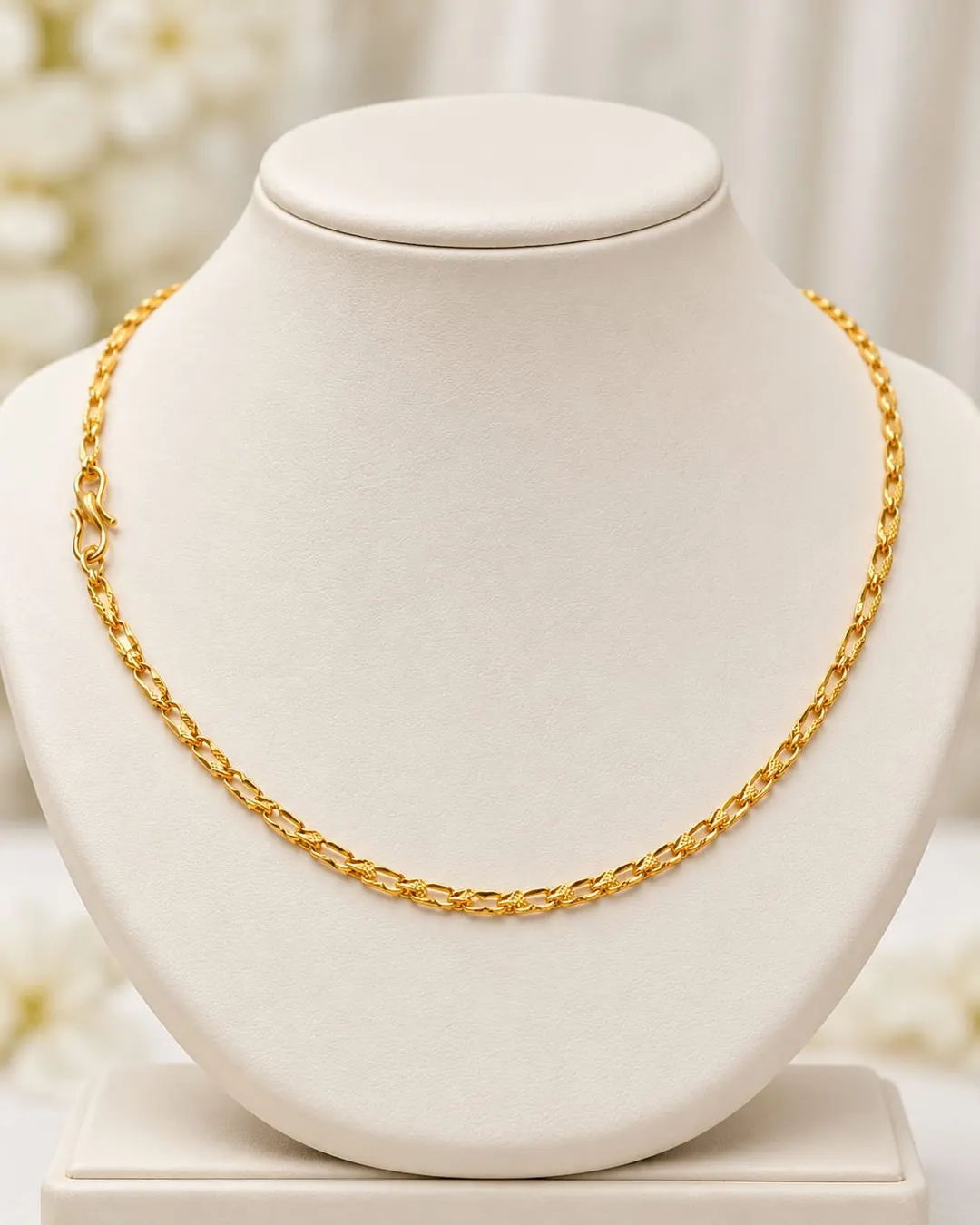 ELEGANT GOLD-TONE TEXTURED LINK CHAIN MEN