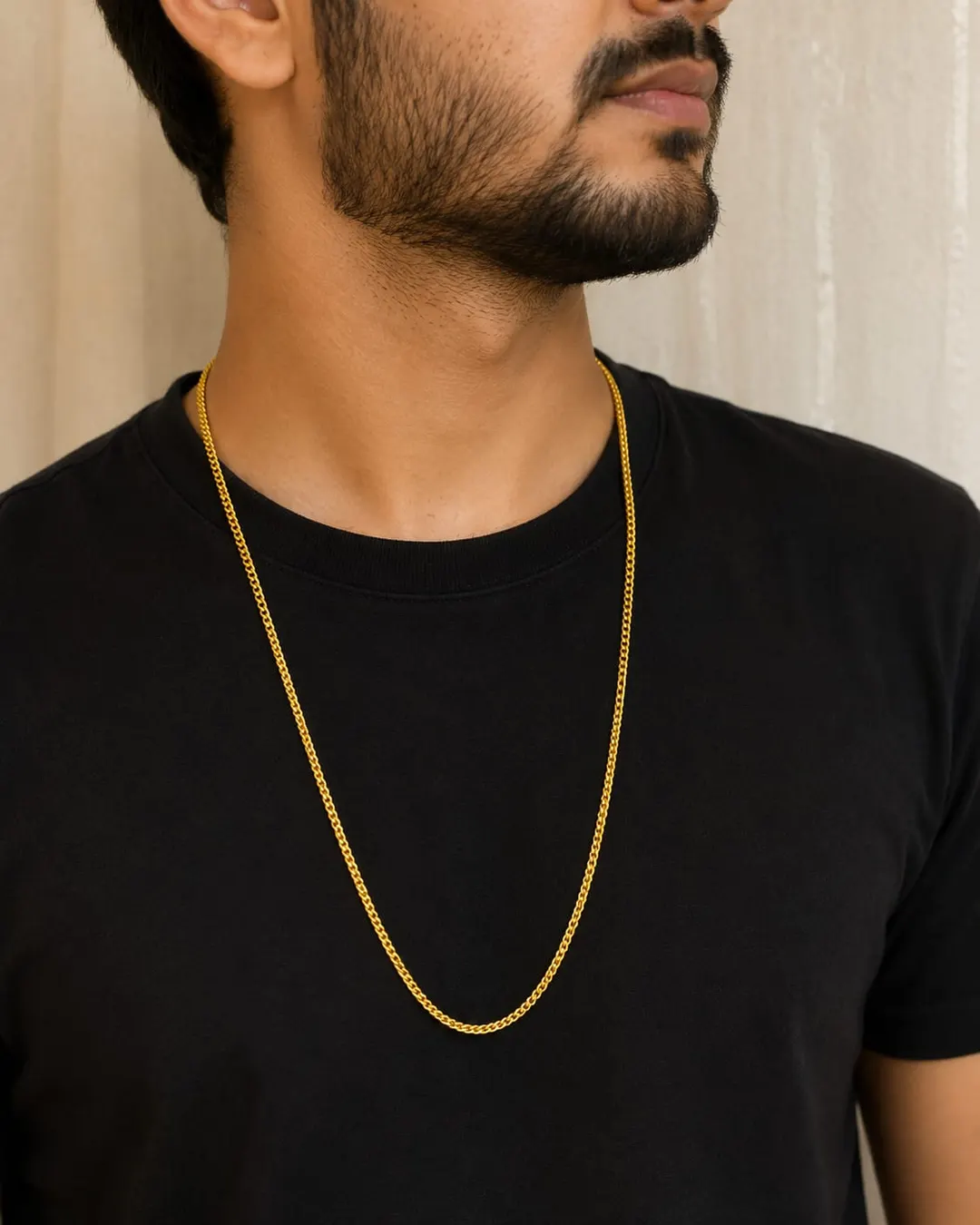 ELEGANT GOLD-TONE SLIM LONG CHAIN MEN