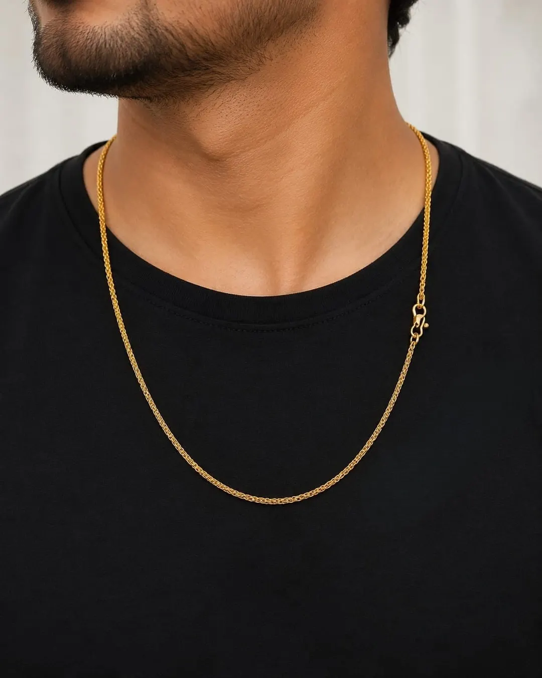 ELEGANT GOLD-TONE LONG TEXTURED CHAIN MEN