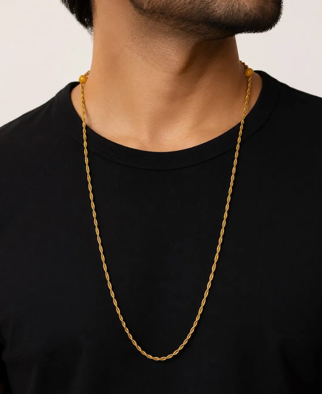 ELEGANT GOLD-TONE TWISTED ROPE CHAIN MEN