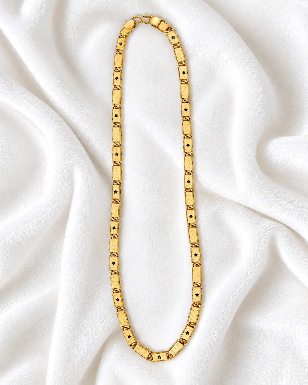 GOLDEN STAR-ENGRAVED RECTANGULAR LINK CHAIN MEN