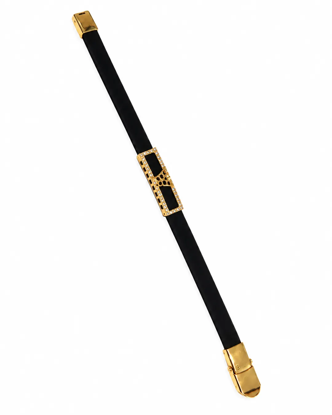 MINIMALIST BLACK BEAD & GOLD CHARM BRACELET.