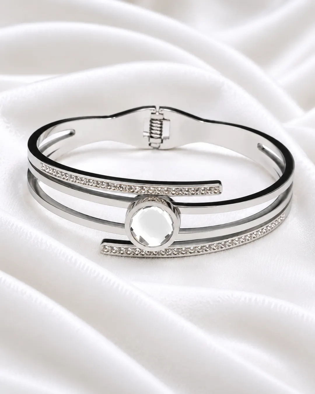 AURA CRYSTAL DUAL BAND CUFF BRACELET.