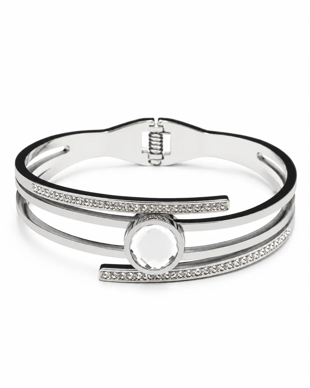 AURA CRYSTAL DUAL BAND CUFF BRACELET.
