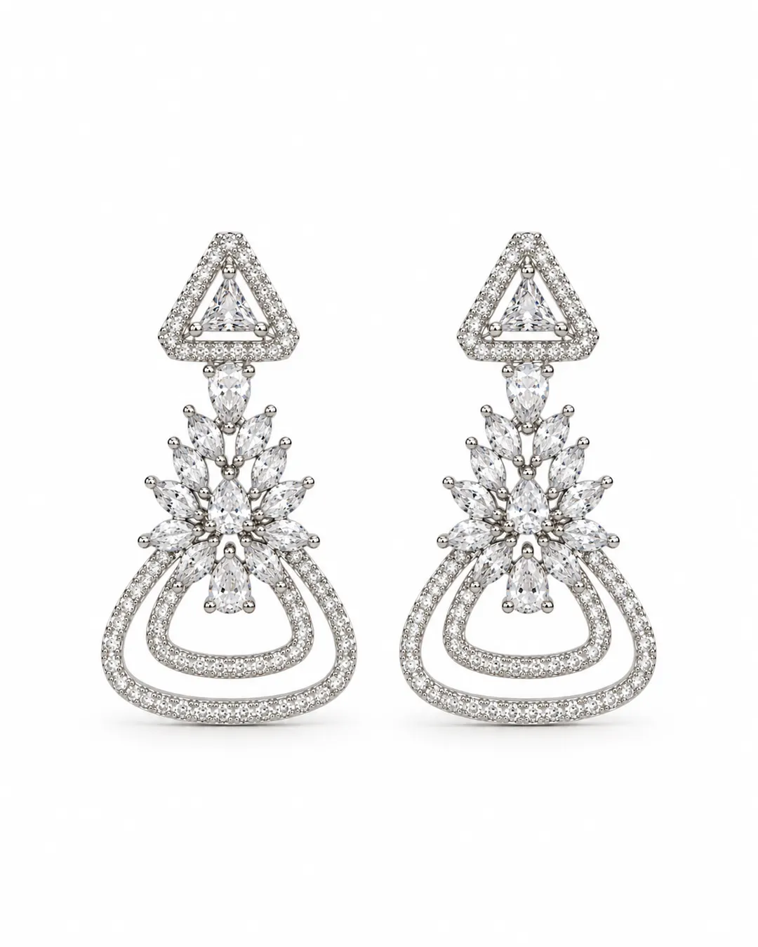 ELEGANT CRYSRTAL FLORAL DROP EARING.