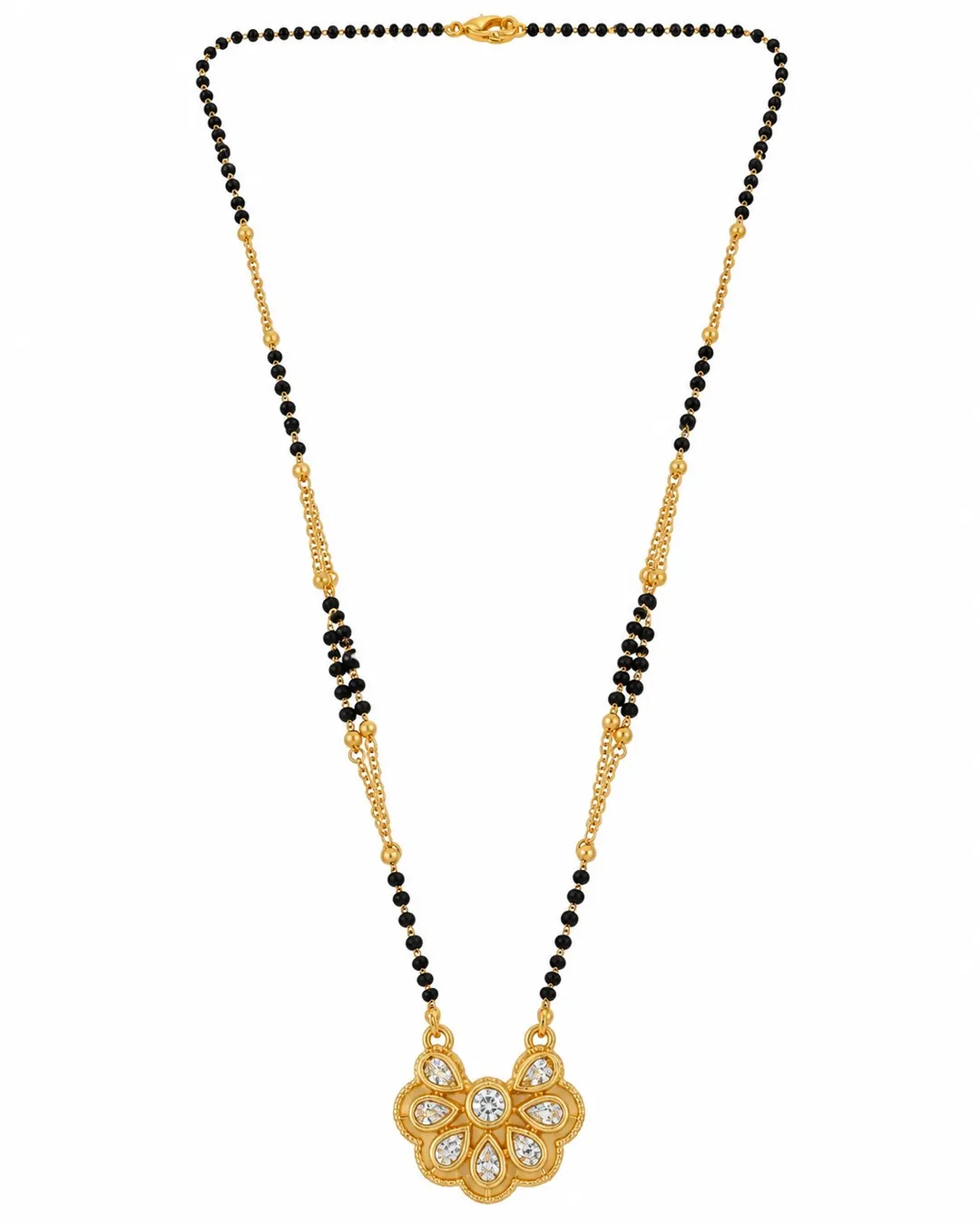GOLD-PLATED BLACK BEADS PENDANT MANGALSUTRA