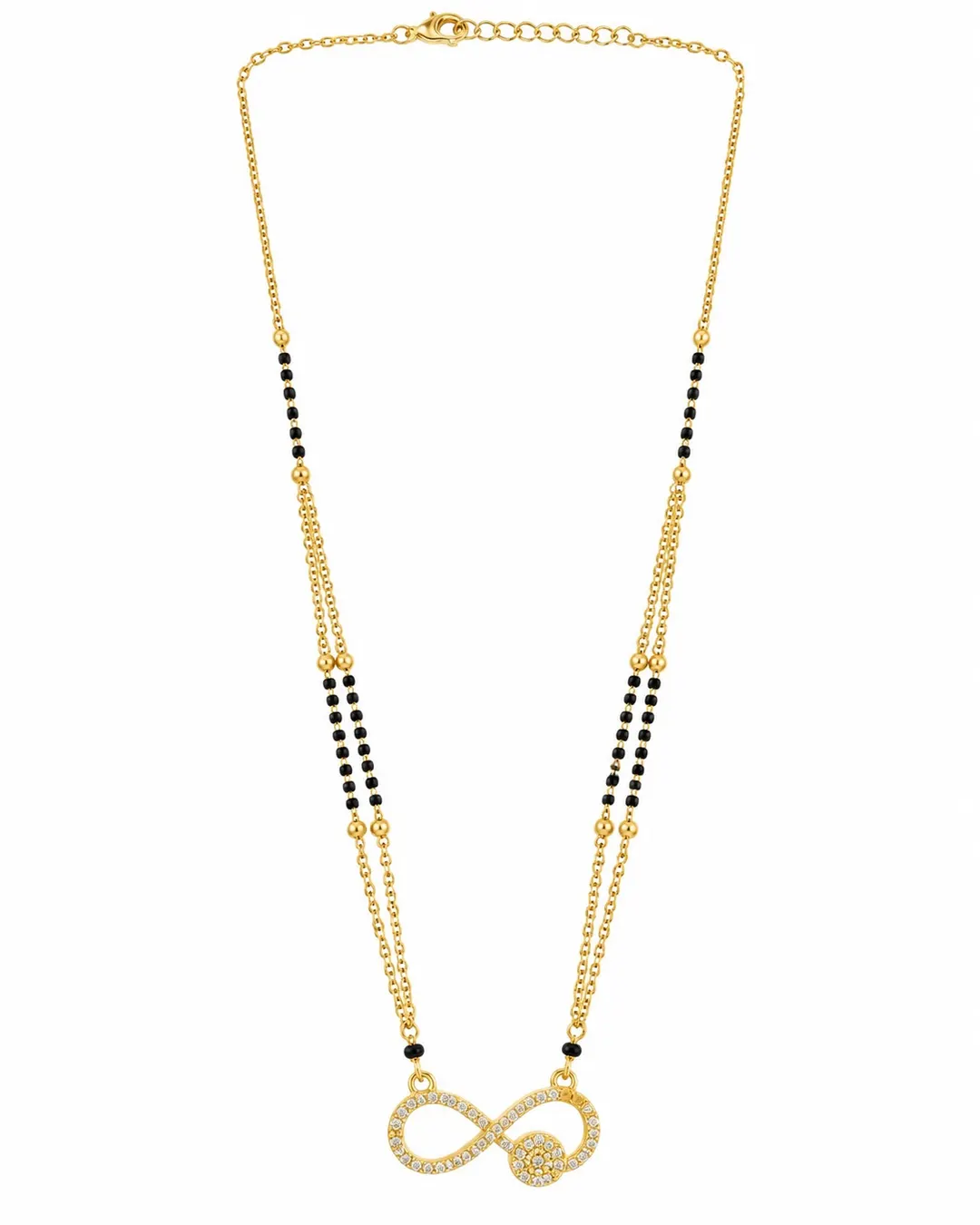 GOLD-TONE INFINITY PENDANT BLACK BEADS MANGALSUTRA