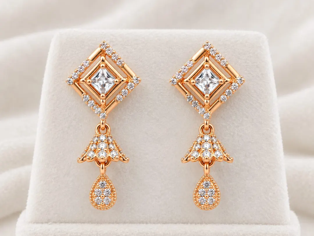 ROSE GOLD CRYSTAL DROP EARRINGS