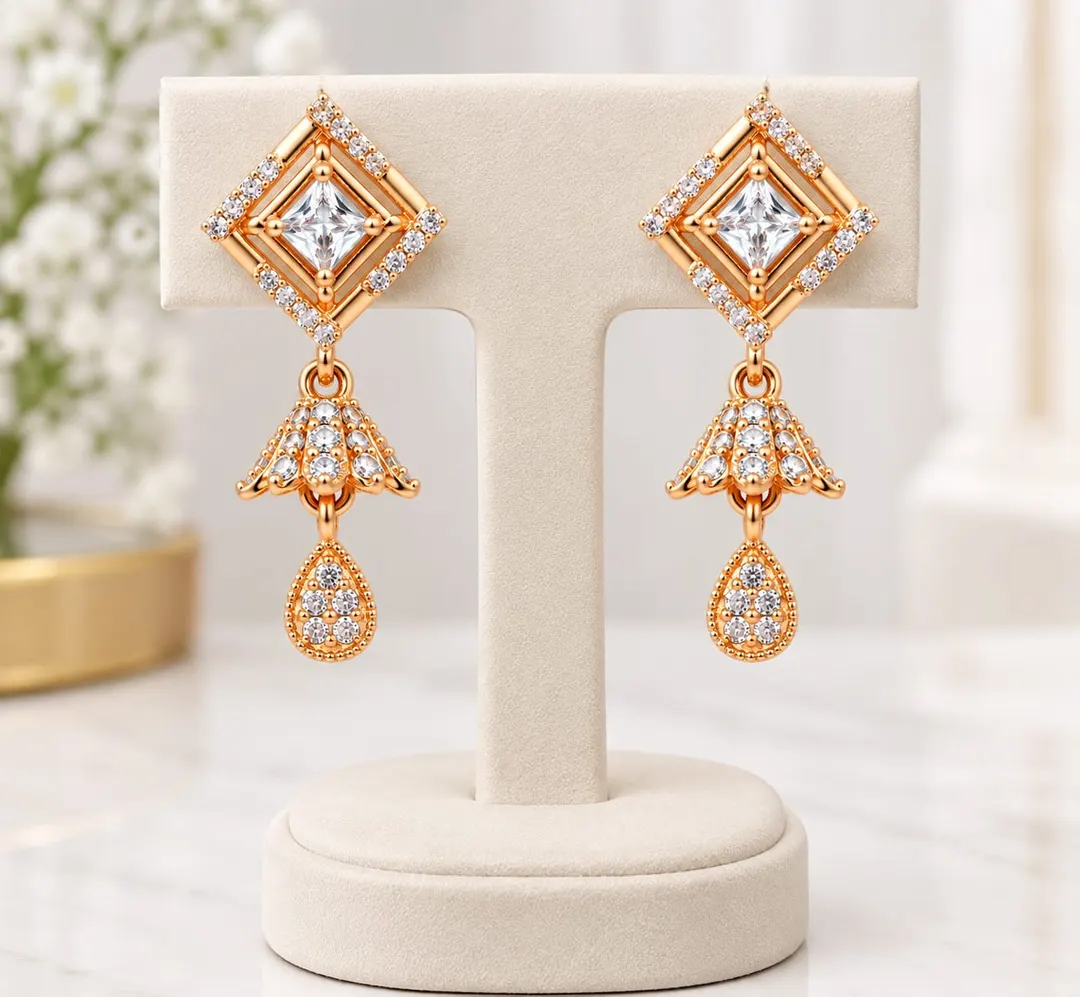 ROSE GOLD CRYSTAL DROP EARRINGS