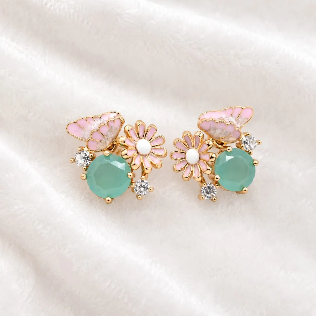 PINK BUTTERFLY FLORAL EARRINGS