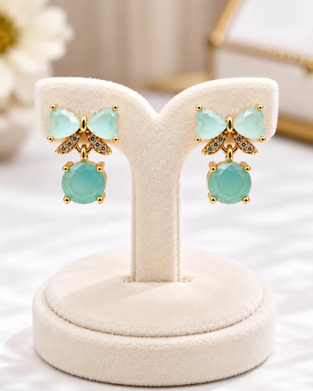 GREEN BUTTERFLY DROP EARRINGS