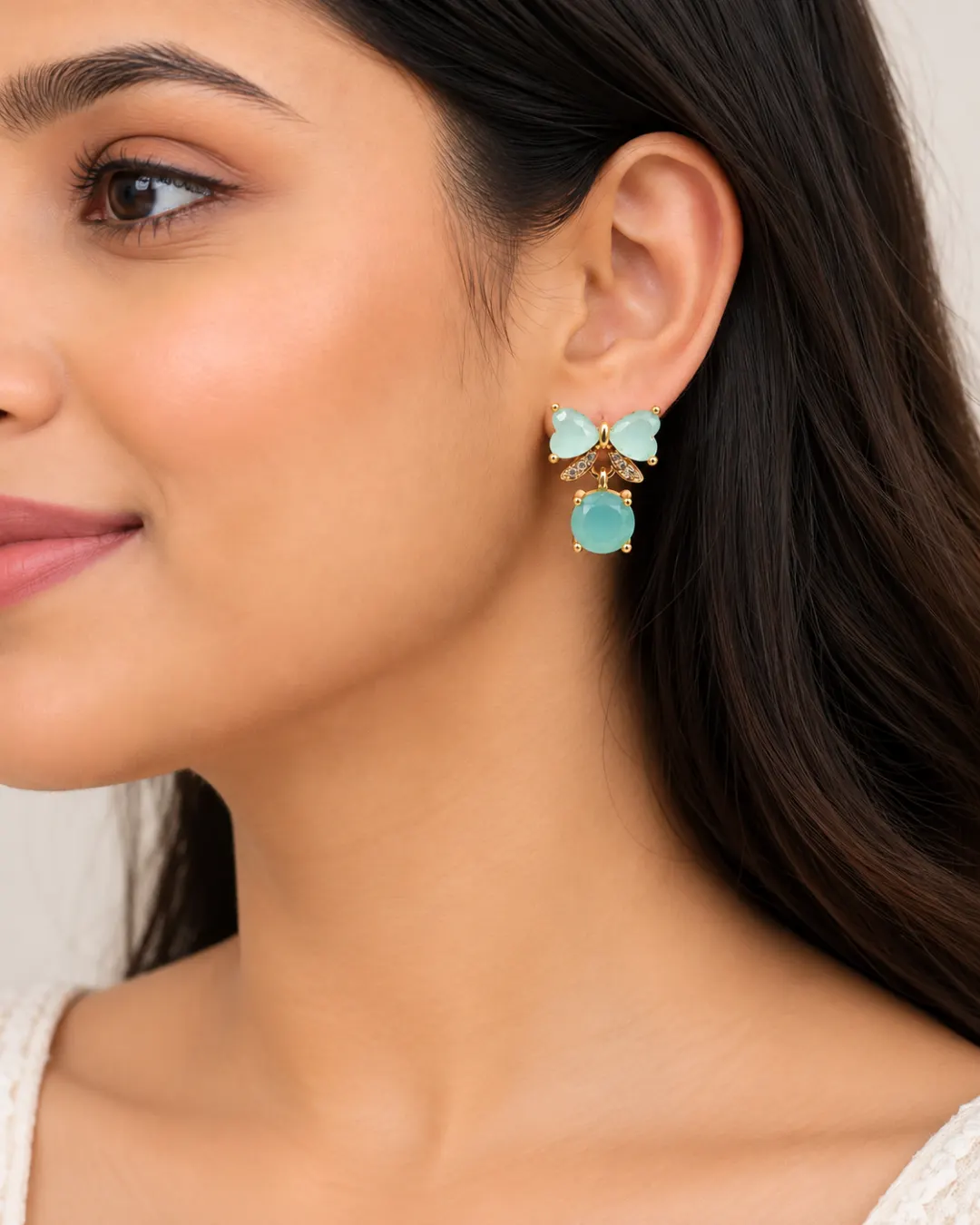 GREEN BUTTERFLY DROP EARRINGS