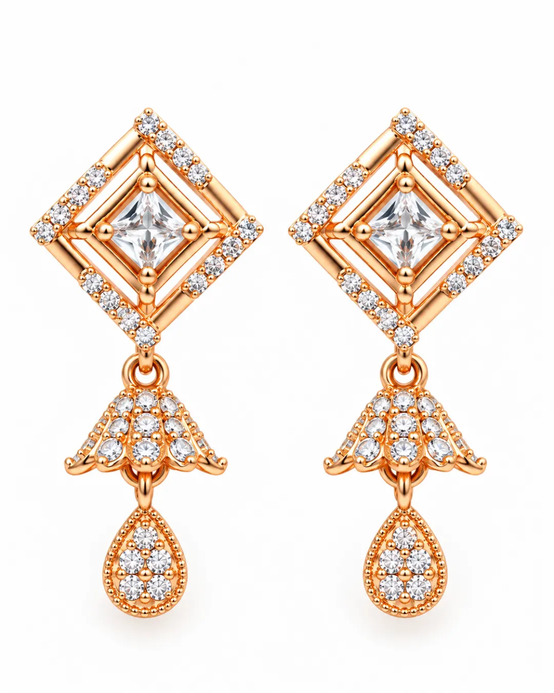 ROSE GOLD CRYSTAL DROP EARRINGS