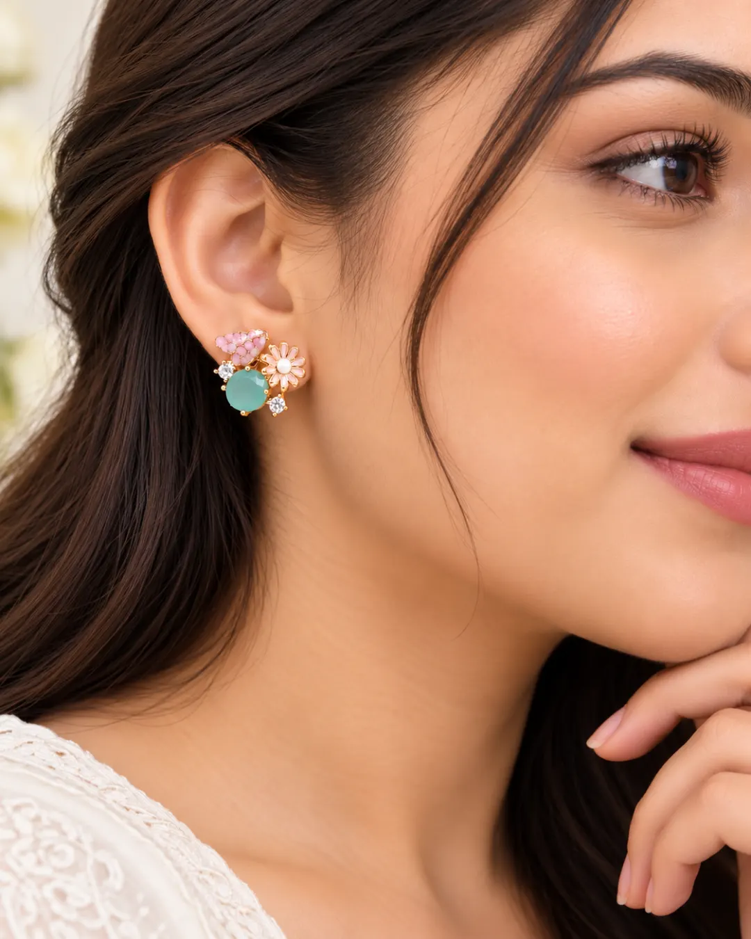PINK BUTTERFLY FLORAL EARRINGS