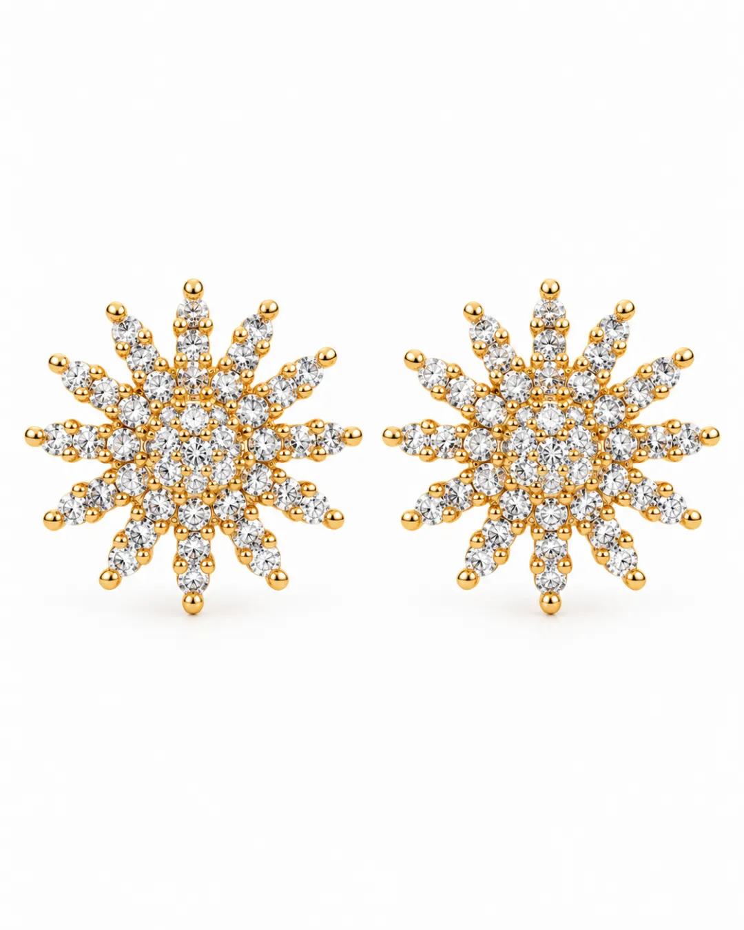 GOLDEN SUNBURST CRYSTAL STUD EARRINGS