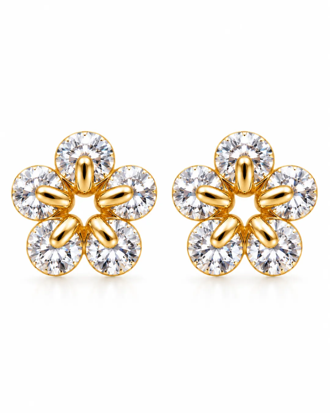 GOLDEN DAISY CRYSTAL FLORAL STUD EARRINGS