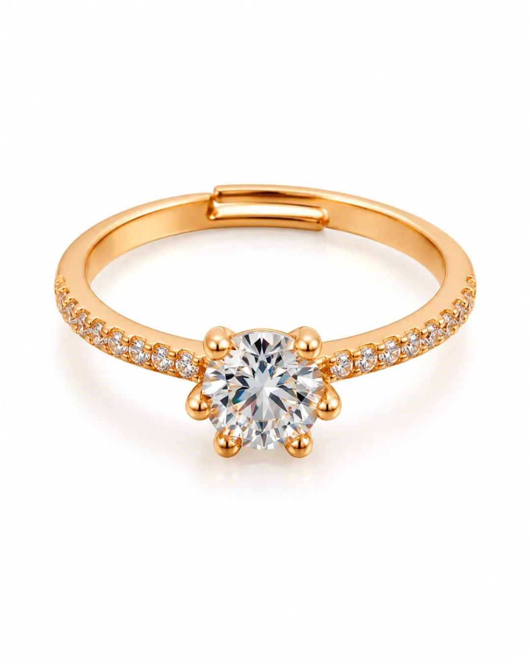 ROSE GOLD SOLITAIRE DIAMOND FLORAL RING
