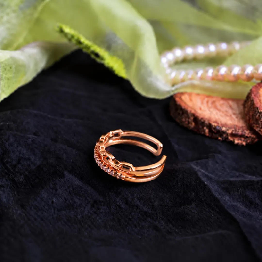 ROSE GOLD DUAL LAYER CHAIN LINK RING