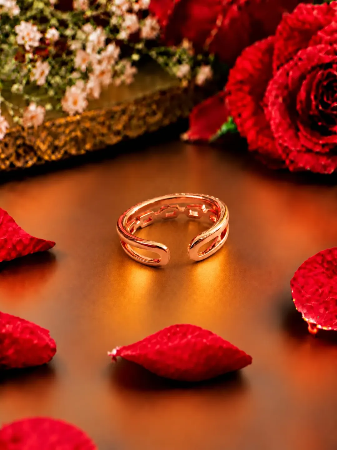 ROSE GOLD DUAL LAYER CHAIN LINK RING